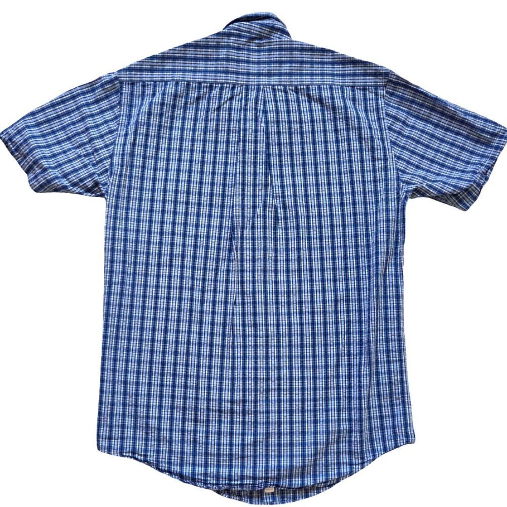 Brooks Brothers Original Polo Shirt Button Up Mens Small Blue Plaid Short Sleeve - Picture 3 of 8